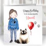 3125 personalised lady cat birthday card 2
