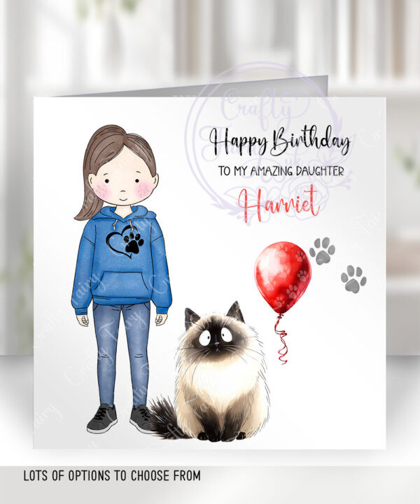3125 personalised lady cat birthday card 2