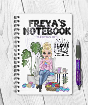 3154 personalised knitting lady notebook 1