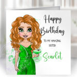 personalised lady & green apple sours cocktail birthday card