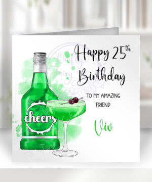 personalised green apple sours cocktail birthday card