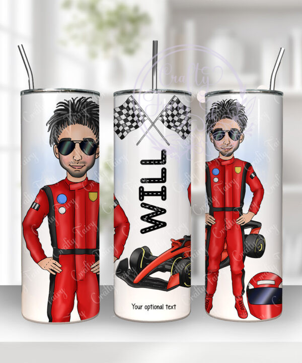personalised formula 1 red racing car fan man 20oz straight tumbler