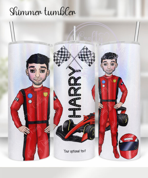 personalised formula 1 red racing car fan man 20oz straight tumbler