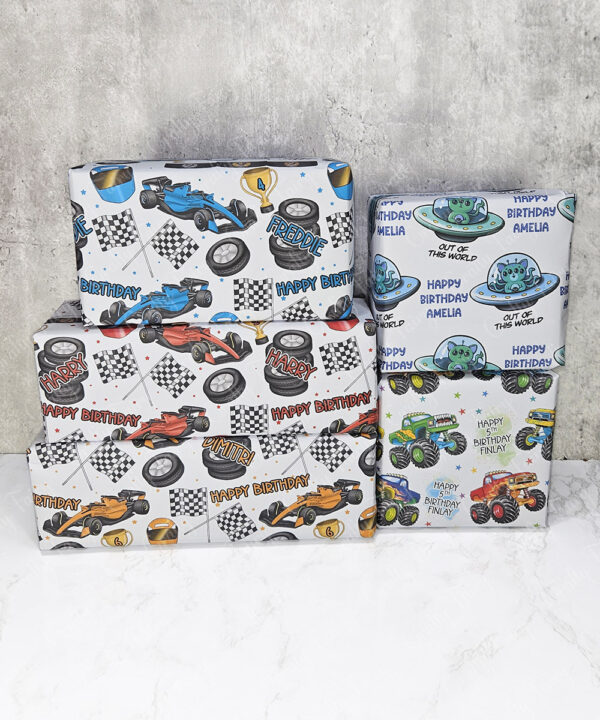 personalised formula 1 black/turquoise racing car fan's birthday or father's day card
