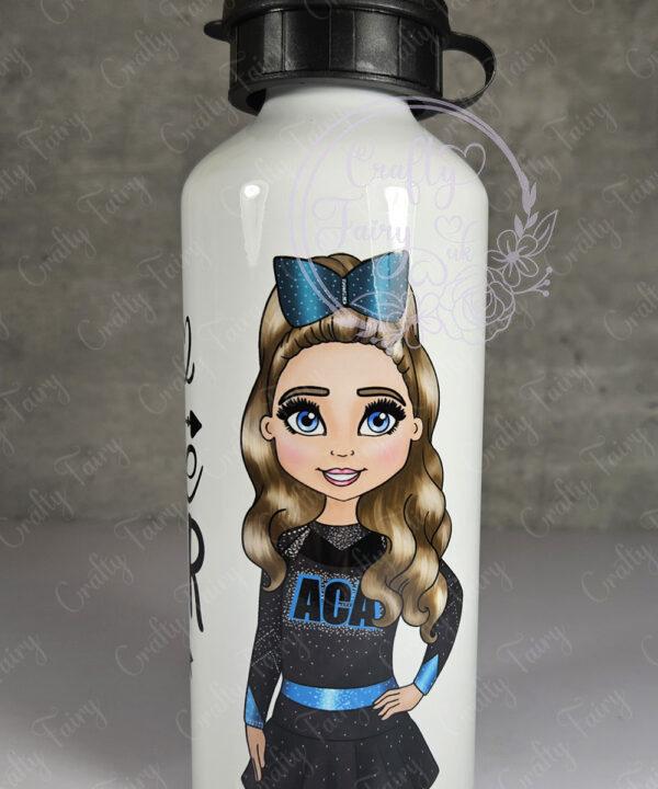 personalised aca cheerleader girl straight water bottle