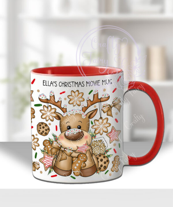 personalised iced reindeer and gingerbread cookies christmas mug gift