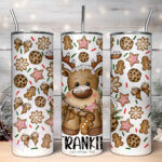 personalised iced reindeer and gingerbread cookies christmas 600ml 20oz straight tumbler (copy)