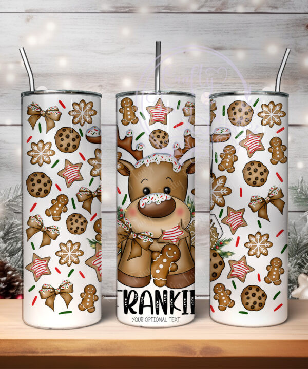 personalised iced reindeer and gingerbread cookies christmas 600ml 20oz straight tumbler (copy)