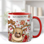 personalised reindeer and red & gold gifts christmas mug gift