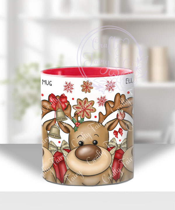 personalised reindeer and red & gold gifts christmas mug gift