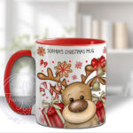 personalised reindeer and red & gold gifts christmas mug gift