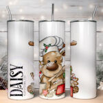 personalised reindeer chef baker & cookies christmas 600ml 20oz straight tumbler