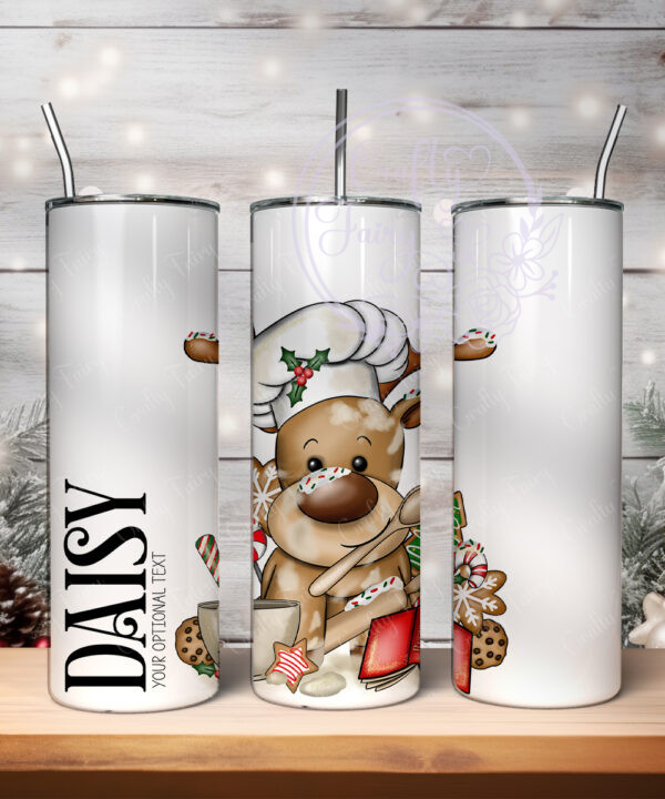 personalised reindeer chef baker & cookies christmas 600ml 20oz straight tumbler