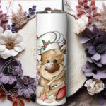 personalised reindeer chef baker & cookies christmas 600ml 20oz straight tumbler