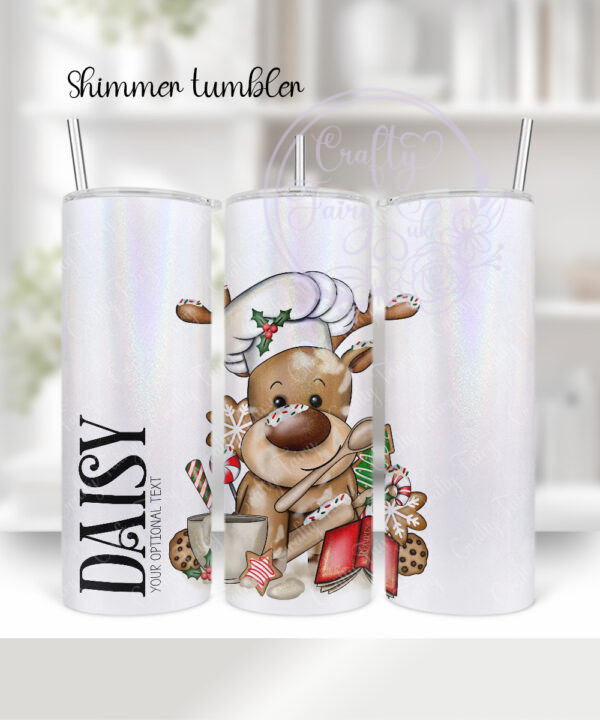 personalised reindeer chef baker & cookies christmas 600ml 20oz straight tumbler