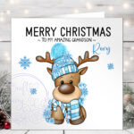 3219 personalised reindeer bue birthday card 1