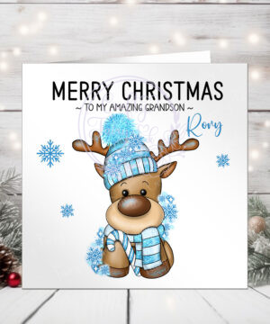 3219 personalised reindeer bue birthday card 1
