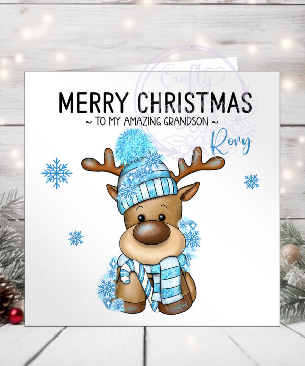 3219 personalised reindeer bue birthday card 1