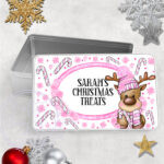 3230 personalised pink reindeer christmas tin 3