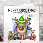 3237 personalised reindeer elf christmas card 1