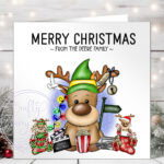 3237 personalised reindeer elf christmas card 2