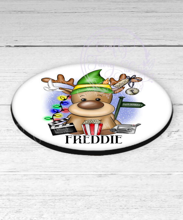personalised reindeer elf christmas movies christmas coaster gift