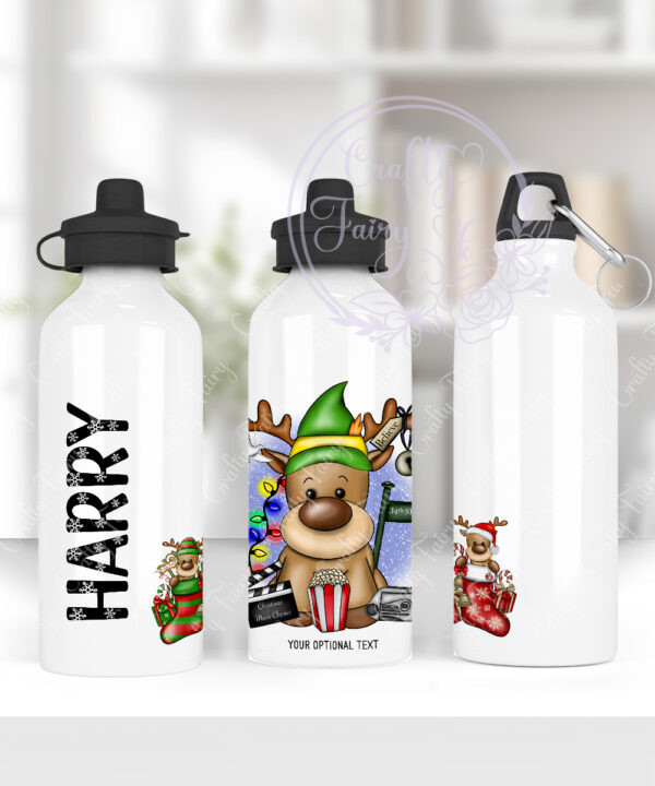 personalised reindeer elf christmas movies christmas christmas 600ml water bottle