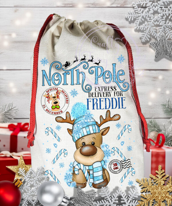 3245 personalised reindeer santa sack 1