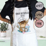 personalised highland cow baker apron