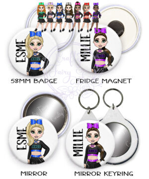 3268 personalised cheerleader girl badge mirror keyring 1