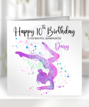 personalised watercolour gymnast girl birthday card