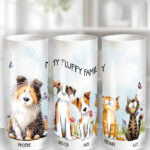 personalised doodle dog cat family girl boy tall ceramic flower vase lots of breeds