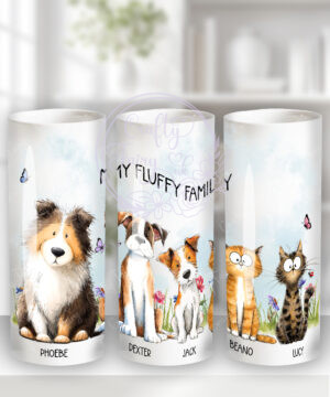 personalised doodle dog cat family girl boy tall ceramic flower vase lots of breeds