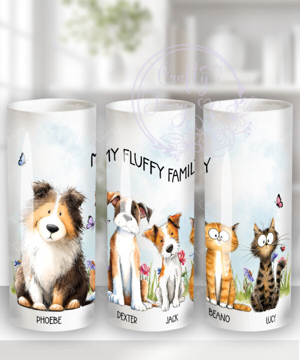 personalised doodle dog cat family girl boy tall ceramic flower vase lots of breeds
