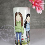 personalised doodle dog cat family girl boy tall ceramic flower vase lots of breeds