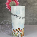 personalised doodle dog cat family girl boy tall ceramic flower vase lots of breeds