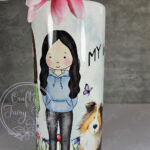 personalised doodle dog cat family girl boy tall ceramic flower vase lots of breeds
