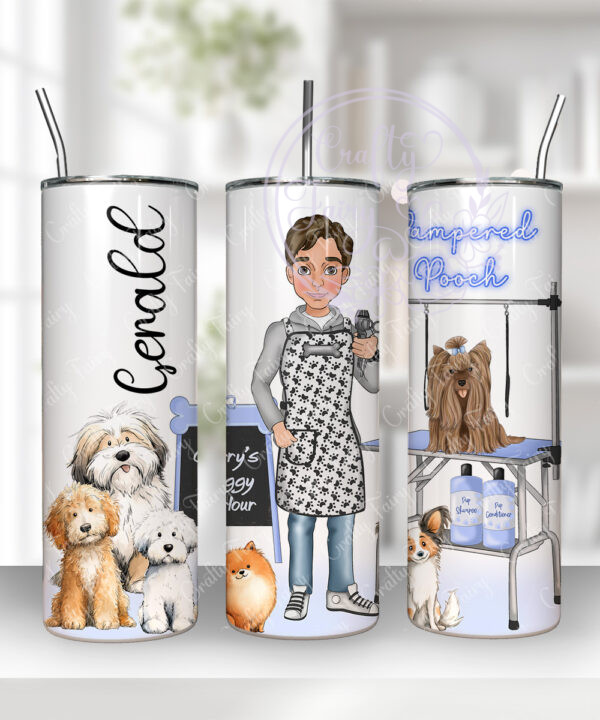 3321 personalised male dog groomer tumbler 1