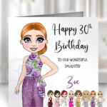 personalised elegant lady in formal trouser suit 30th 40th 50th 60th 70th birthday card