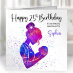 personalised watercolour colourful splash midwife birthday or congratulations card