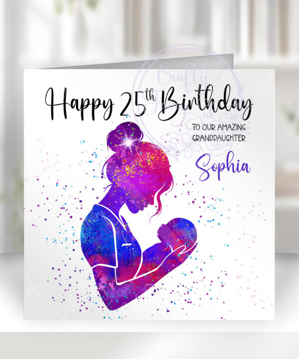 personalised watercolour colourful splash midwife birthday or congratulations card