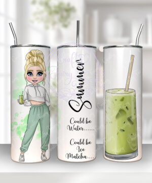 personalised lady who ice matcha 20oz straight tumbler
