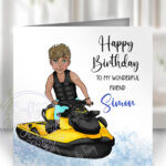 personalised jet ski watersports guy birthday card