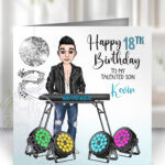 personalised male keyboard player man birthday or congratulations card