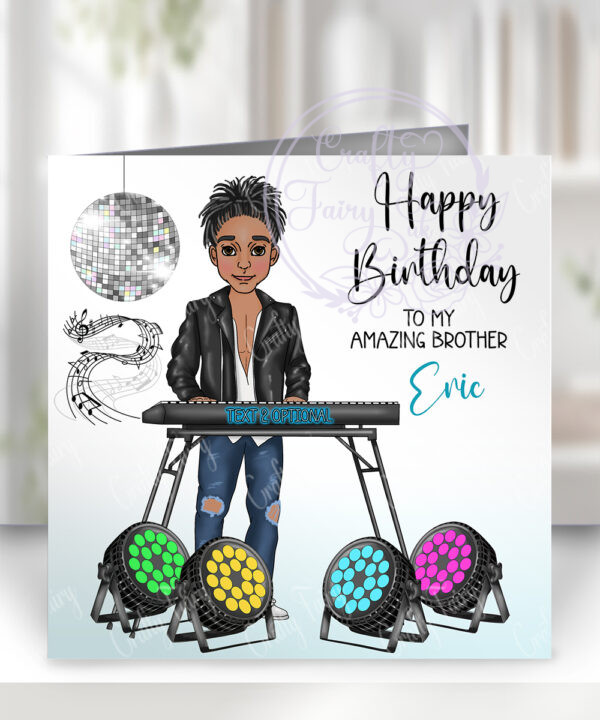 personalised male keyboard player man birthday or congratulations card