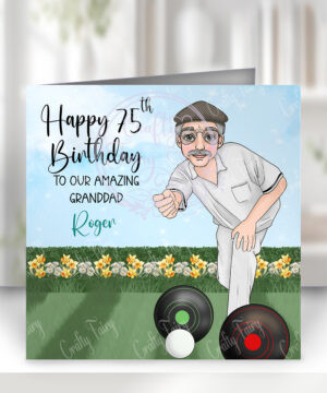 personalised lawn bowling man's birthday or congratulations card