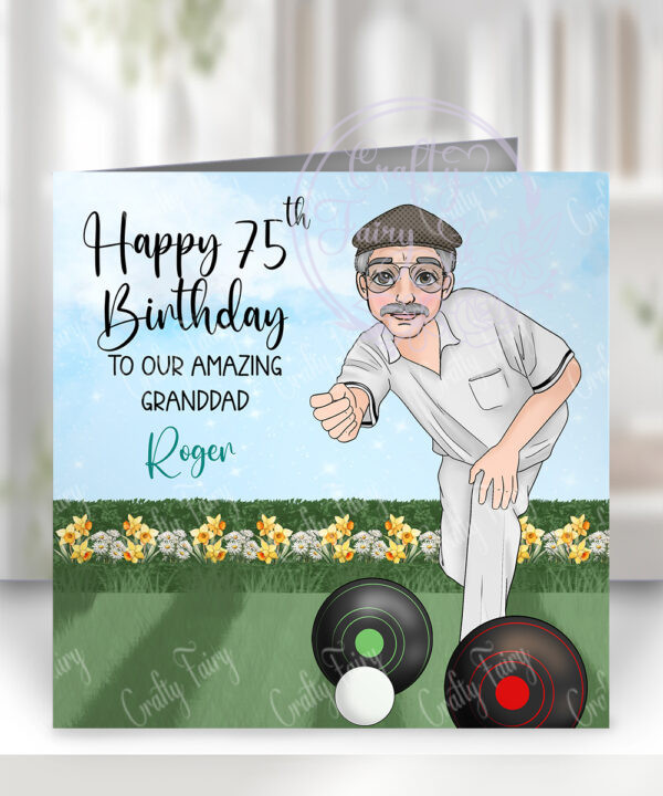 personalised lawn bowling man's birthday or congratulations card