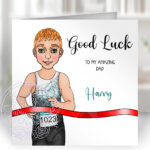 personalised runner maranthan man birthday good luck card