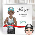 personalised runner maranthan man birthday good luck card