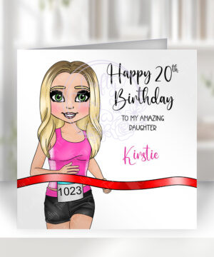 personalised runner marathon lady birthday or congratulations card
